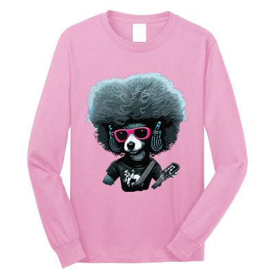 Funny Poodle Dog Miniature Poodle Toy Poodle Retro Sunset Long Sleeve Shirt