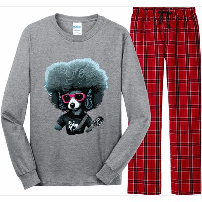 Funny Poodle Dog Miniature Poodle Toy Poodle Retro Sunset Long Sleeve Pajama Set