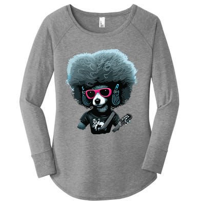 Funny Poodle Dog Miniature Poodle Toy Poodle Retro Sunset Women's Perfect Tri Tunic Long Sleeve Shirt