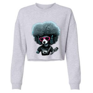 Funny Poodle Dog Miniature Poodle Toy Poodle Retro Sunset Cropped Pullover Crew