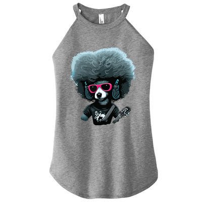 Funny Poodle Dog Miniature Poodle Toy Poodle Retro Sunset Women’s Perfect Tri Rocker Tank