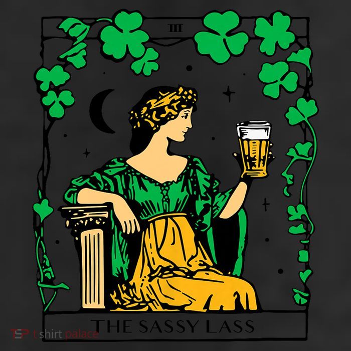 Funny PatrickS Day The Sassy Lass Tarot Card 25L Jumbo Tote