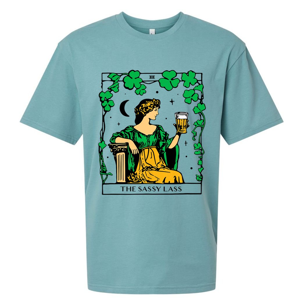 Funny PatrickS Day The Sassy Lass Tarot Card Sueded Cloud Jersey T-Shirt