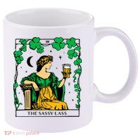 Funny PatrickS Day The Sassy Lass Tarot Card 11oz C Handle Ceramic Mug