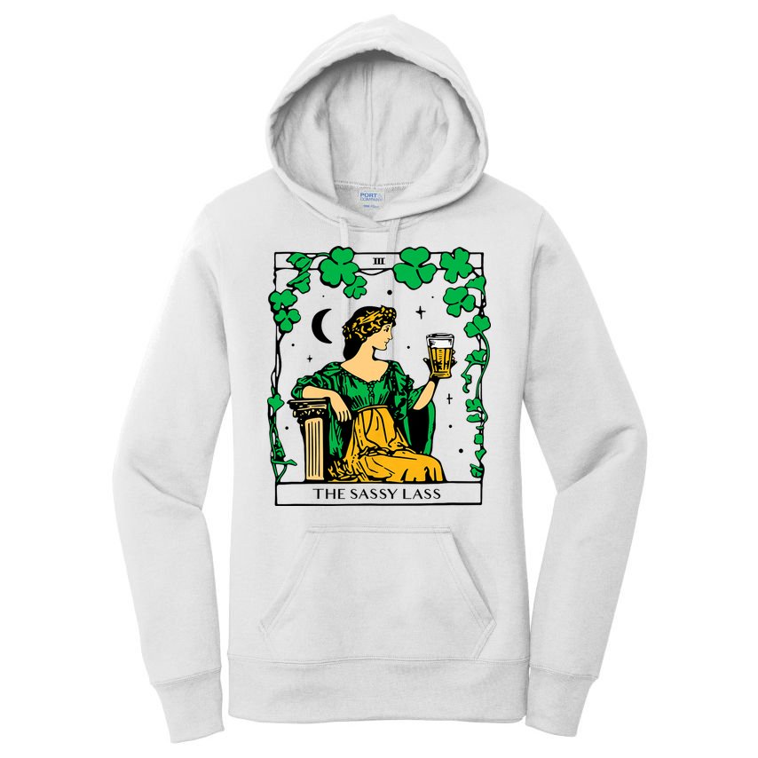 Funny PatrickS Day The Sassy Lass Tarot Card Women's Pullover Hoodie