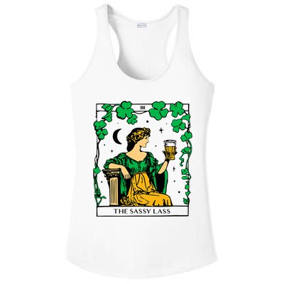 Funny PatrickS Day The Sassy Lass Tarot Card Ladies PosiCharge Competitor Racerback Tank
