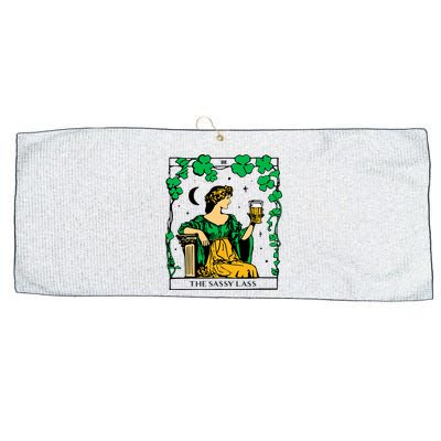 Funny PatrickS Day The Sassy Lass Tarot Card Large Microfiber Waffle Golf Towel