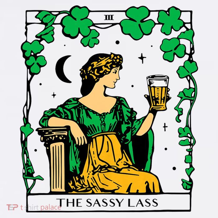 Funny PatrickS Day The Sassy Lass Tarot Card Cooling Performance Long Sleeve Crew