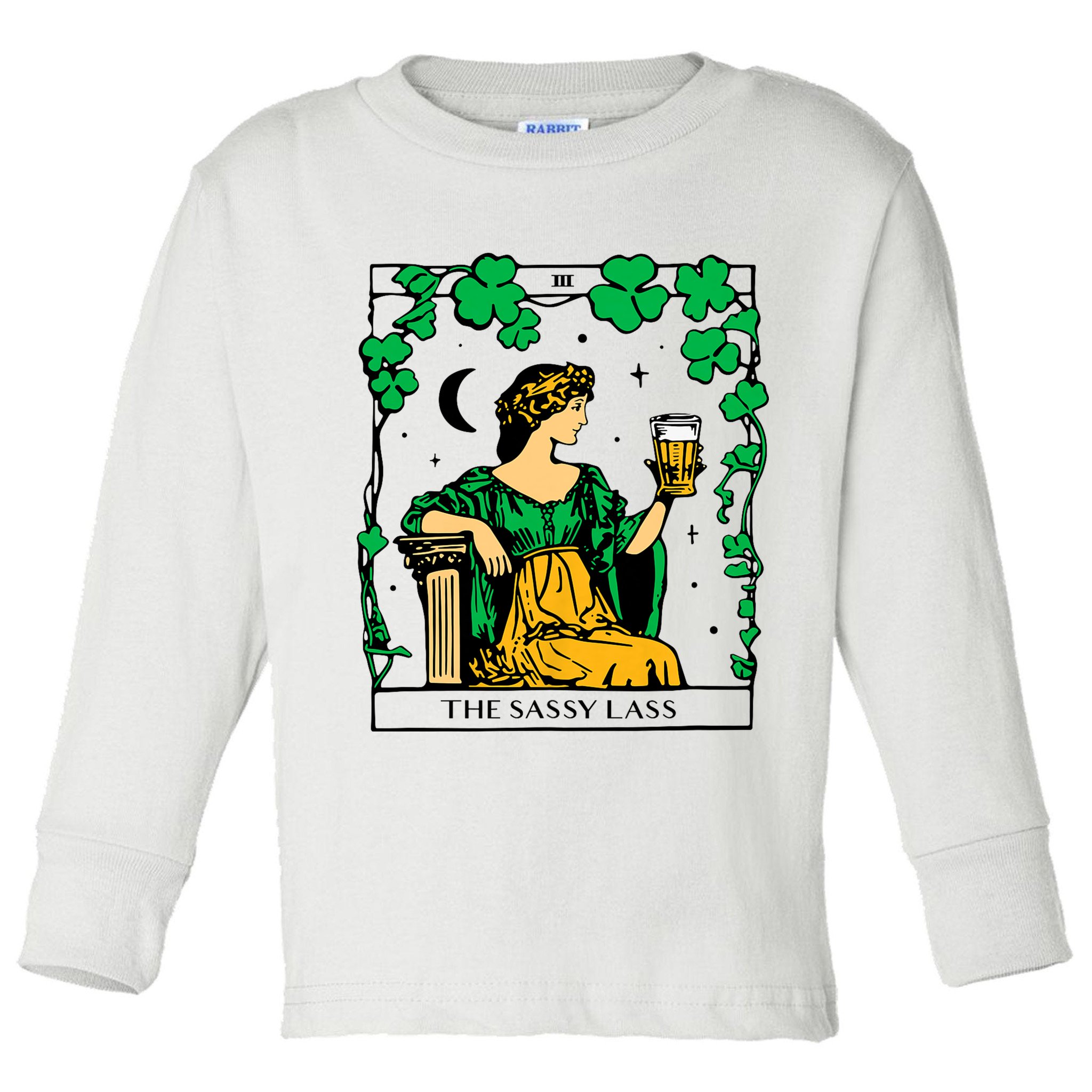 Funny PatrickS Day The Sassy Lass Tarot Card Toddler Long Sleeve Shirt