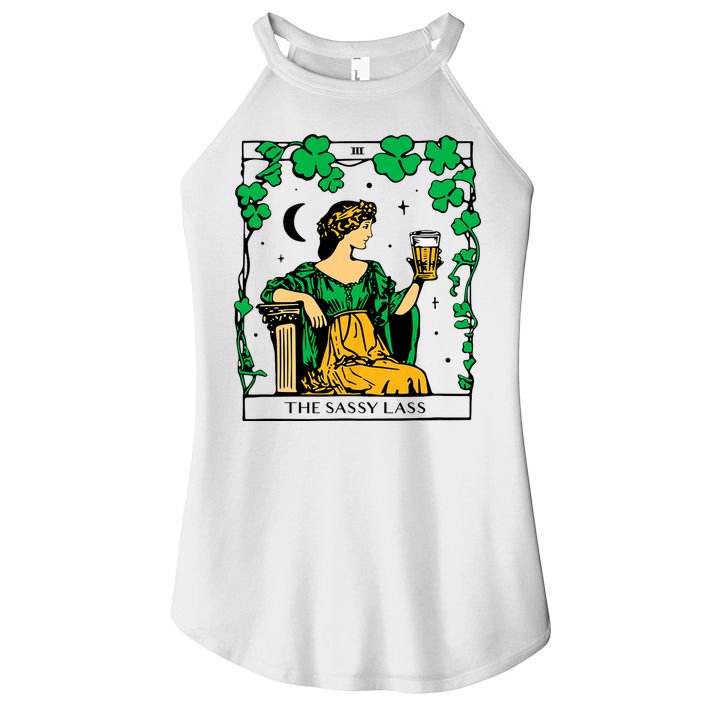 Funny PatrickS Day The Sassy Lass Tarot Card Women's Perfect Tri Rocker Tank