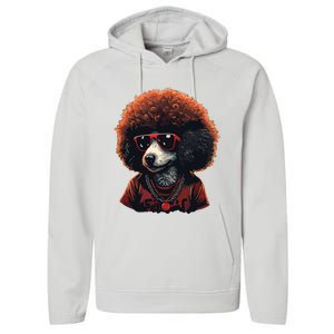 Funny Poodle Dog Miniature Poodle Toy Poodle Retro Sunset Performance Fleece Hoodie