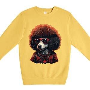 Funny Poodle Dog Miniature Poodle Toy Poodle Retro Sunset Premium Crewneck Sweatshirt