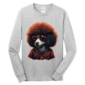 Funny Poodle Dog Miniature Poodle Toy Poodle Retro Sunset Tall Long Sleeve T-Shirt