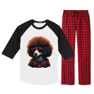 Funny Poodle Dog Miniature Poodle Toy Poodle Retro Sunset Raglan Sleeve Pajama Set