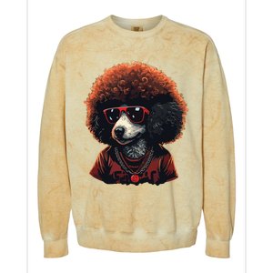 Funny Poodle Dog Miniature Poodle Toy Poodle Retro Sunset Colorblast Crewneck Sweatshirt