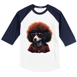 Funny Poodle Dog Miniature Poodle Toy Poodle Retro Sunset Baseball Sleeve Shirt