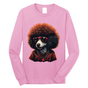 Funny Poodle Dog Miniature Poodle Toy Poodle Retro Sunset Long Sleeve Shirt