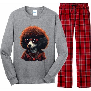 Funny Poodle Dog Miniature Poodle Toy Poodle Retro Sunset Long Sleeve Pajama Set