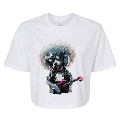 Funny Poodle Dog Miniature Poodle Toy Poodle Retro Sunset Bella+Canvas Jersey Crop Tee