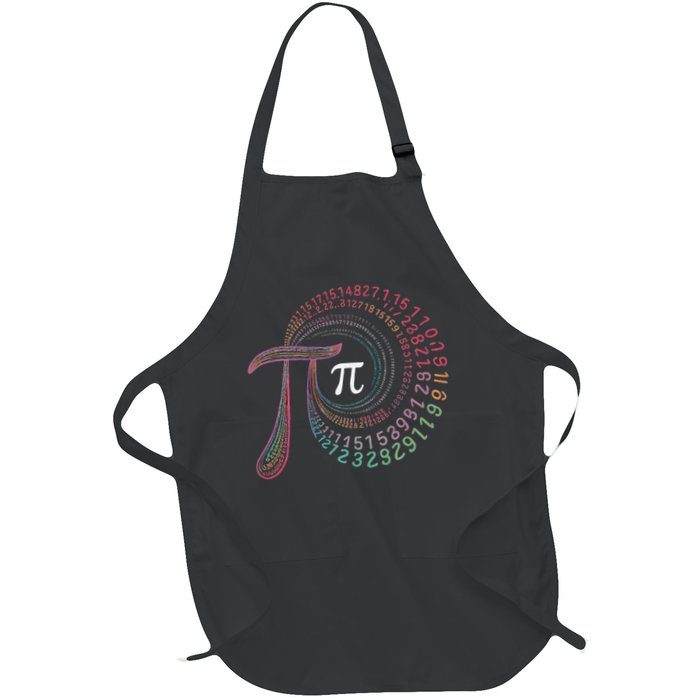 Funny Pi Day Spiral Colorful Design for Math Lovers Full-Length Apron With Pockets