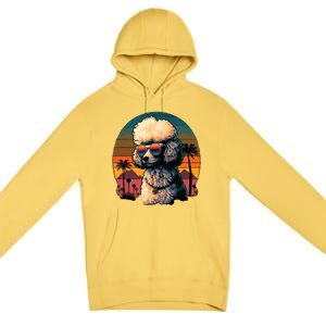 Funny Poodle Dog Miniature Poodle Toy Poodle Retro Sunset Premium Pullover Hoodie