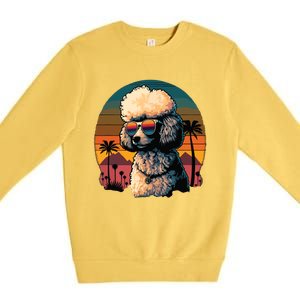 Funny Poodle Dog Miniature Poodle Toy Poodle Retro Sunset Premium Crewneck Sweatshirt