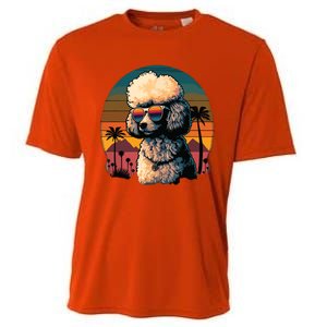 Funny Poodle Dog Miniature Poodle Toy Poodle Retro Sunset Cooling Performance Crew T-Shirt