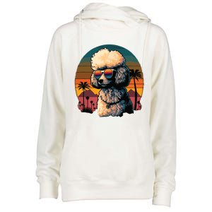 Funny Poodle Dog Miniature Poodle Toy Poodle Retro Sunset Womens Funnel Neck Pullover Hood