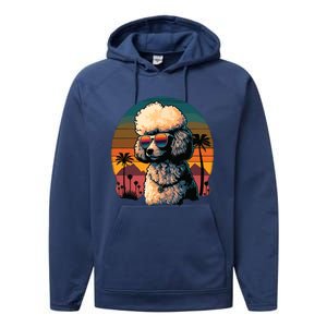 Funny Poodle Dog Miniature Poodle Toy Poodle Retro Sunset Performance Fleece Hoodie