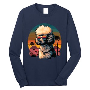 Funny Poodle Dog Miniature Poodle Toy Poodle Retro Sunset Long Sleeve Shirt