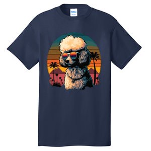 Funny Poodle Dog Miniature Poodle Toy Poodle Retro Sunset Tall T-Shirt