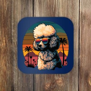 Funny Poodle Dog Miniature Poodle Toy Poodle Retro Sunset Coaster