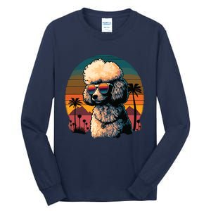 Funny Poodle Dog Miniature Poodle Toy Poodle Retro Sunset Tall Long Sleeve T-Shirt