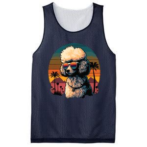 Funny Poodle Dog Miniature Poodle Toy Poodle Retro Sunset Mesh Reversible Basketball Jersey Tank