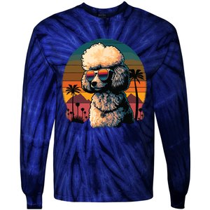 Funny Poodle Dog Miniature Poodle Toy Poodle Retro Sunset Tie-Dye Long Sleeve Shirt