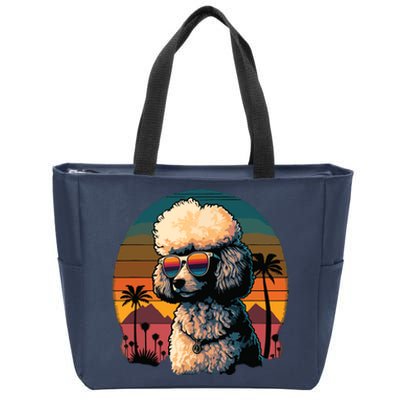 Funny Poodle Dog Miniature Poodle Toy Poodle Retro Sunset Zip Tote Bag