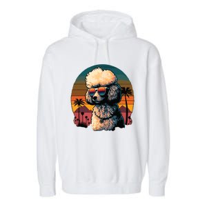 Funny Poodle Dog Miniature Poodle Toy Poodle Retro Sunset Garment-Dyed Fleece Hoodie