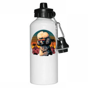 Funny Poodle Dog Miniature Poodle Toy Poodle Retro Sunset Aluminum Water Bottle