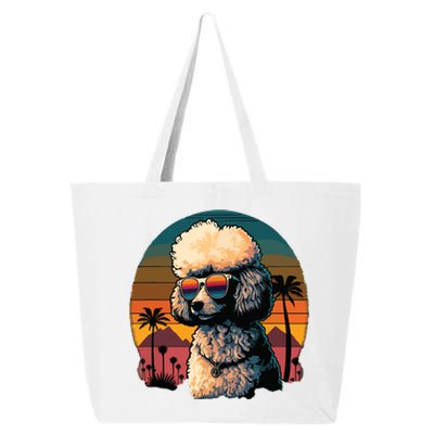 Funny Poodle Dog Miniature Poodle Toy Poodle Retro Sunset 25L Jumbo Tote