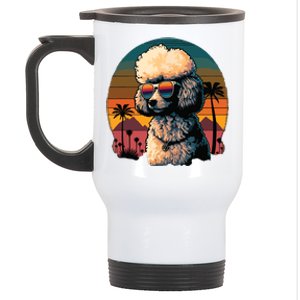 Funny Poodle Dog Miniature Poodle Toy Poodle Retro Sunset Stainless Steel Travel Mug