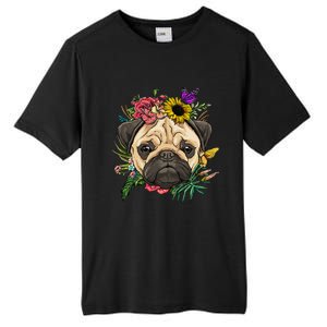 Floral Pug Dog Spring Nature Dog Lovers Tall Fusion ChromaSoft Performance T-Shirt