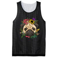 Floral Pug Dog Spring Nature Dog Lovers Mesh Reversible Basketball Jersey Tank