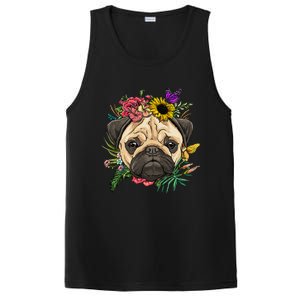 Floral Pug Dog Spring Nature Dog Lovers PosiCharge Competitor Tank