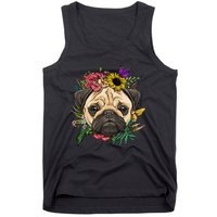 Floral Pug Dog Spring Nature Dog Lovers Tank Top