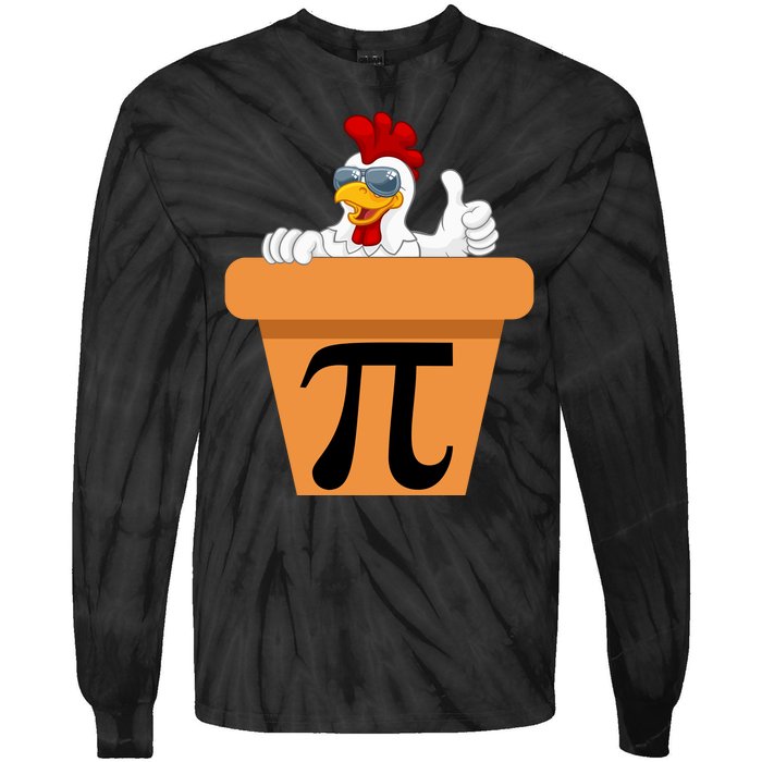 Funny Pi Day 2024 Chicken Pot Pi Day 3.14 Pi Math Day Tie-Dye Long Sleeve Shirt