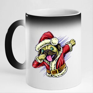 Funny Pug Dabbing Santa Claus 11oz Black Color Changing Mug