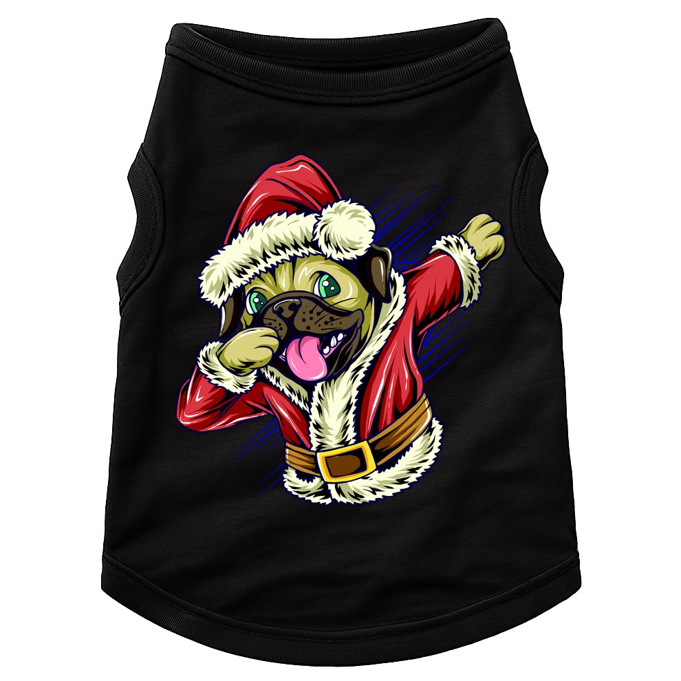 Funny Pug Dabbing Santa Claus Doggie Tank