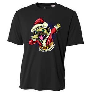 Funny Pug Dabbing Santa Claus Cooling Performance Crew T-Shirt