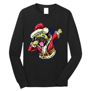 Funny Pug Dabbing Santa Claus Long Sleeve Shirt