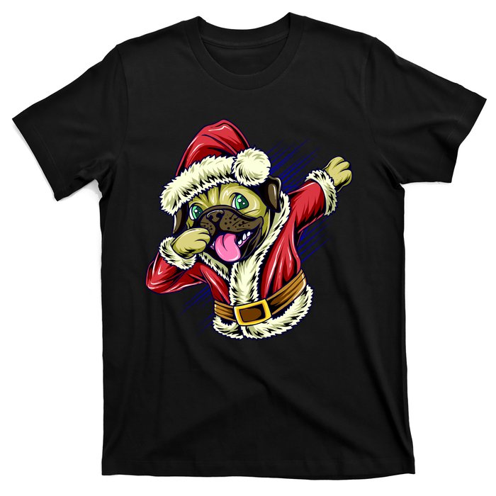 Funny Pug Dabbing Santa Claus T-Shirt